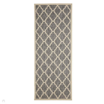 Flatweave Gel Trellis Steel Grey Runner-Melrose-Rug Love - The Most Loved Rug Store